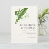 Moderne minimalistische Waterverf Lily Valley Wedd Kaart (Staand voorkant)