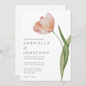Moderne minimalistische Waterverf Tulp Wedding Kaart (Voorkant / Achterkant)
