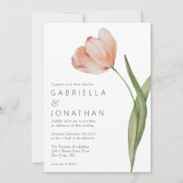 Moderne minimalistische Waterverf Tulp Wedding Kaart