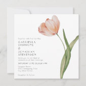 Moderne minimalistische Waterverf Tulp Wedding Kaart (Voorkant)
