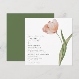 Moderne minimalistische Waterverf Tulp Wedding Kaart