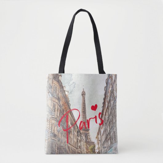 Moderne minimalistische Waterverf van de Eiffeltor Tote Bag (Voorkant)