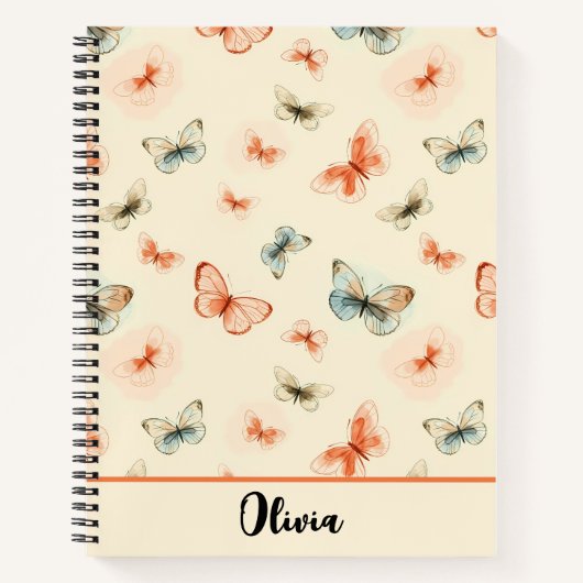 Moderne minimalistische Waterverf vlinders Notitieboek (Voorkant)