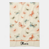 Moderne minimalistische Waterverf vlinders Theedoek (Verticaal)