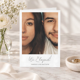 Moderne Minimalistische We Eloped Foto Script Vouw Aankondiging