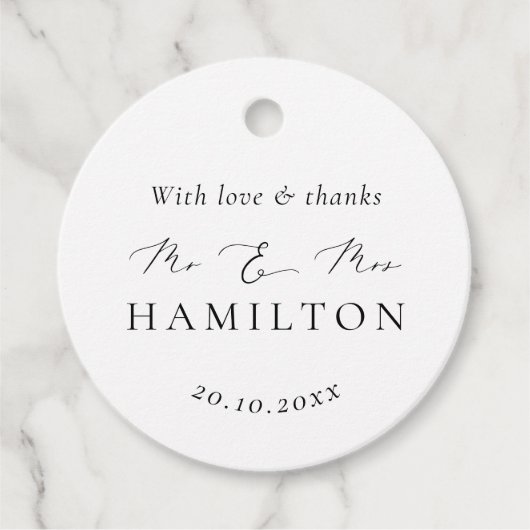Moderne minimalistische weddenschap bedankjes labels (Voorkant)