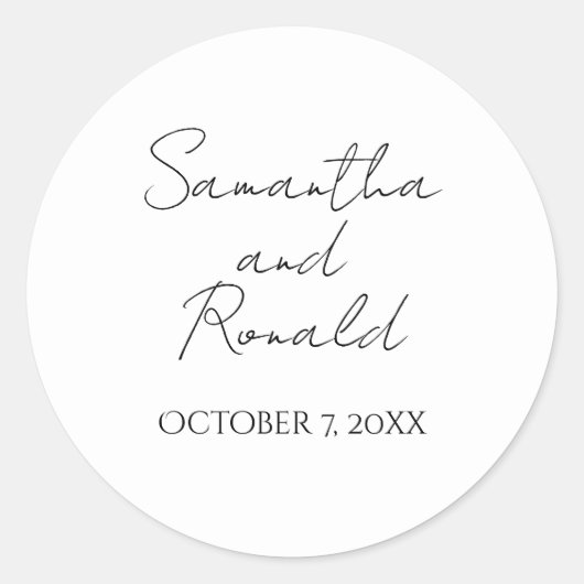 Moderne minimalistische weddenschap ronde sticker (Voorkant)