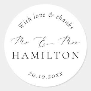 Moderne minimalistische weddenschap ronde sticker