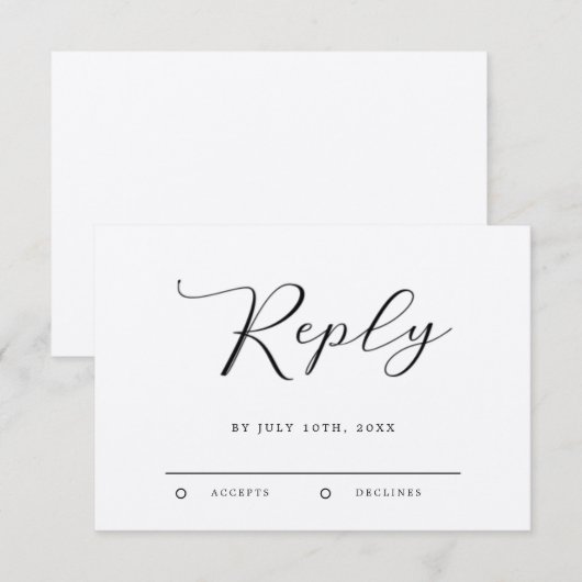 Moderne minimalistische weddenschap RSVP kaartje (Voorkant / Achterkant)