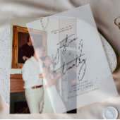 Moderne minimalistische weddenschap vellum uitnodigingen