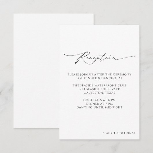 Moderne minimalistische weddenschappen informatiekaartje (Voorkant / Achterkant)