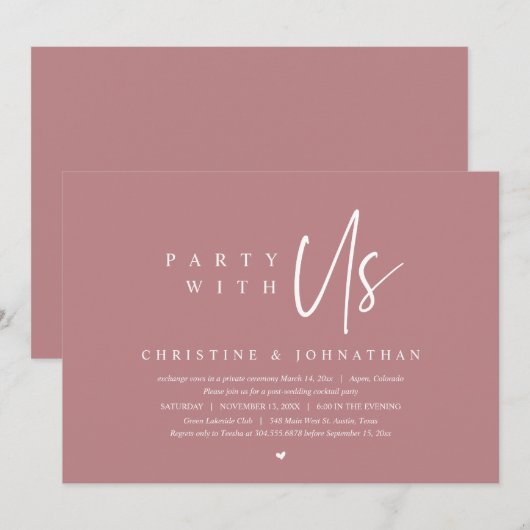 Moderne minimalistische weddenschappen, Partij met Kaart (Voorkant / Achterkant)