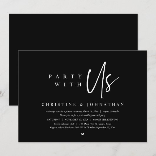 Moderne minimalistische weddenschappen, Partij met Kaart (Voorkant / Achterkant)