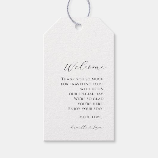 Moderne, minimalistische weddenschappen Welkomstca Cadeaulabel (Voorkant)