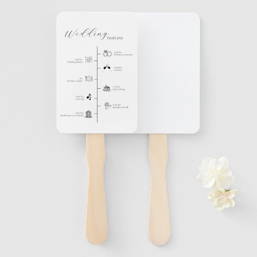Moderne Minimalistische Wedding Tijdlijn Details K Handwaaier (Voorkant en achterkant)