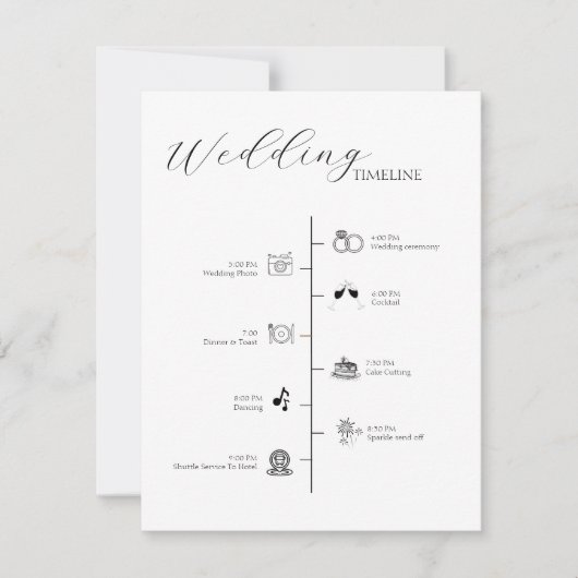 Moderne Minimalistische Wedding Tijdlijn Details K Kaart (Voorkant)