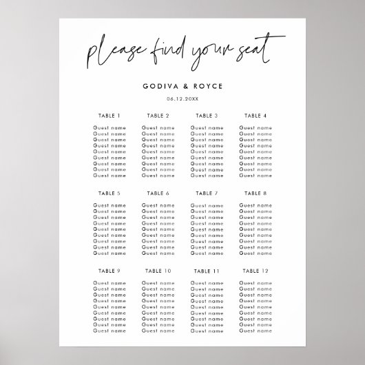 Moderne minimalistische weddingstoelengrafiek poster (Voorkant)