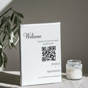 MODERNE minimalistische weddingstoelengrafiek Qr C Reclamebord Met Voetstuk