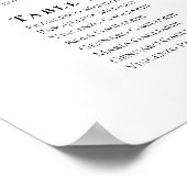 Moderne minimalistische weddingstoelenkaart, 24 ta poster (Hoek)