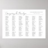 Moderne minimalistische weddingstoelenkaart, 24 ta poster (Voorkant)
