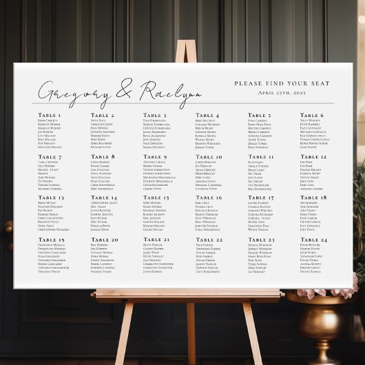 Moderne minimalistische weddingstoelenkaart, 24 ta poster