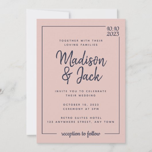 Moderne minimalistische weduwen en marinebruiloft kaart (Voorkant)