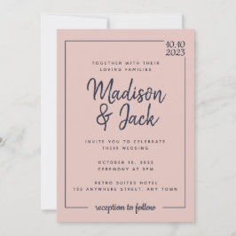 Moderne minimalistische weduwen en marinebruiloft kaart