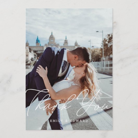 Moderne, minimalistische weduwfoto voor script bedankkaart (Voorkant)