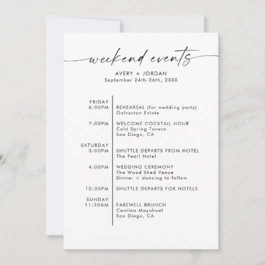 Moderne minimalistische welkomstbriefing Kaart (Voorkant)