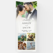 Moderne minimalistische welkomstfoto bruiloft spandoek (Verticaal)