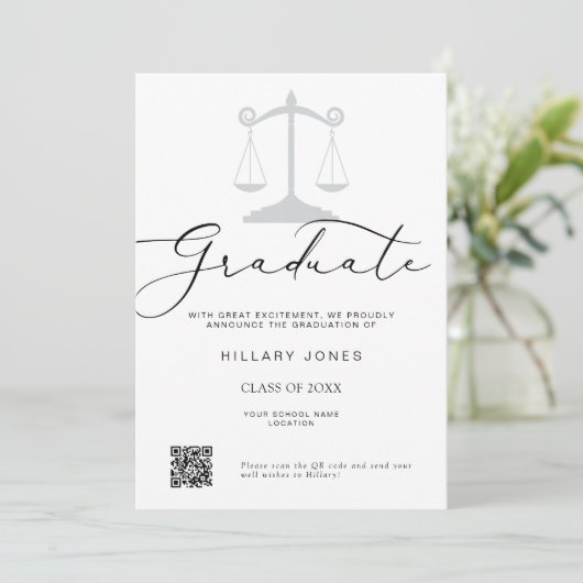 Moderne minimalistische wet Afstuderen kalligrafie Aankondiging (Staand voorkant)