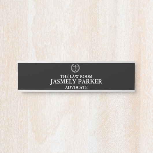 Moderne minimalistische wet kantoor advocate kamer deurbordje (Voorkant)
