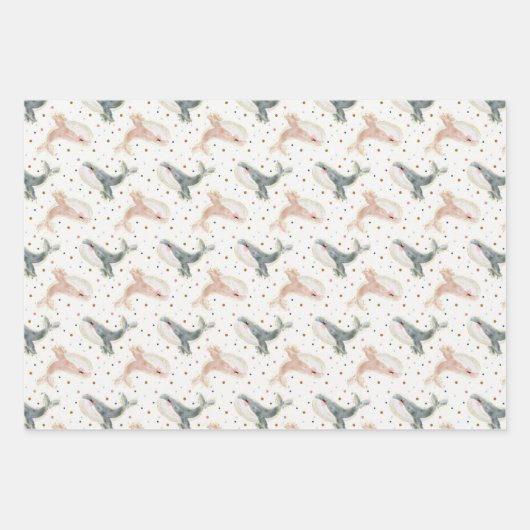 Moderne minimalistische Whale Zee Ocean Party gesc Inpakpapier Vel (Voorkant)