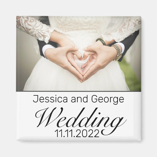Moderne, minimalistische White Black Wedding Foto Magneet (Voorkant)