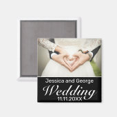 Moderne, minimalistische White Black Wedding Foto Magneet (Voorkant / Achterkant)