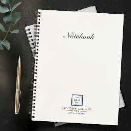 Moderne minimalistische White Blue Border Logo Bus Notitieboek