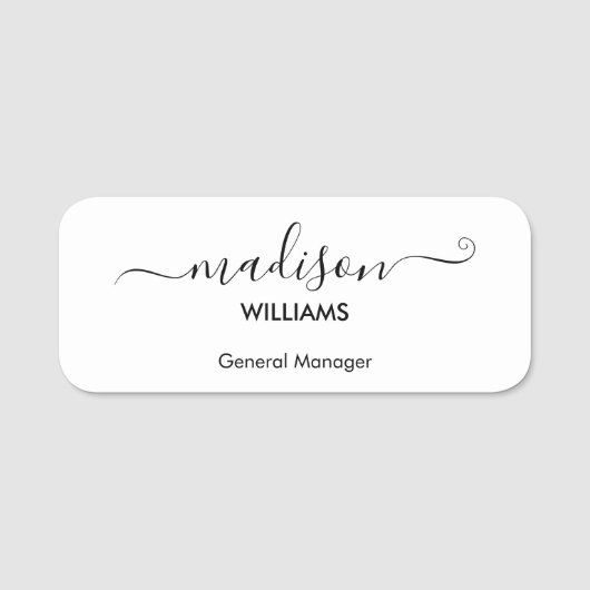 Moderne minimalistische White Company medewerker Naamplaatje (Voorkant)