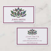 Moderne minimalistische White Lotus Yoga Instructo Visitekaartje (Voorkant / Achterkant)