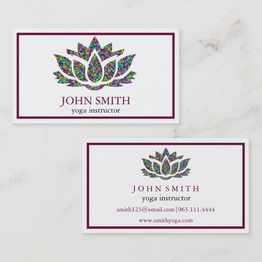 Moderne minimalistische White Lotus Yoga Instructo Visitekaartje (Voorkant / Achterkant)
