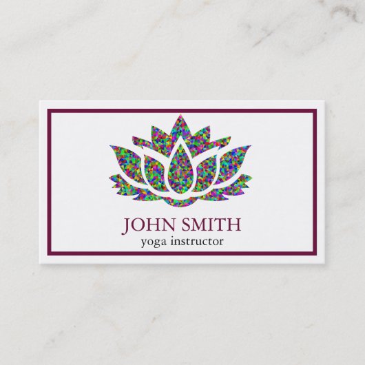 Moderne minimalistische White Lotus Yoga Instructo Visitekaartje (Voorkant)