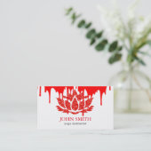 Moderne minimalistische White Lotus Yoga Instructo Visitekaartje (Staand voorkant)