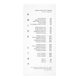 Moderne minimalistische White Salon Price List Ser Reclamekaart