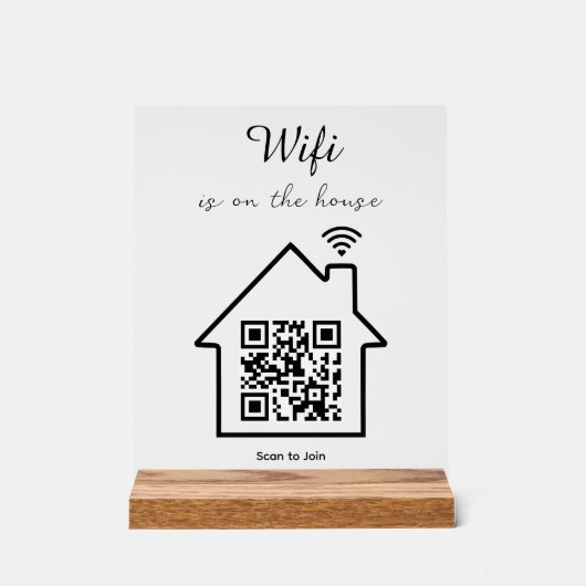 Moderne minimalistische WiFi QR-code tafelblad Acryl Bord (Voorkant)
