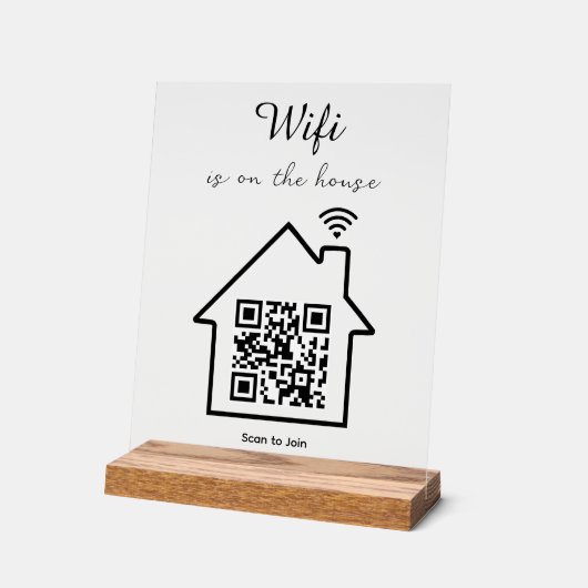 Moderne minimalistische WiFi QR-code tafelblad Acryl Bord (Hoek)