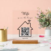 Moderne minimalistische WiFi QR-code tafelblad Acryl Bord (Huwelijk)