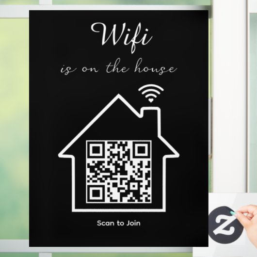Moderne minimalistische WiFi QR-code venster Cling Raamsticker (Huis)