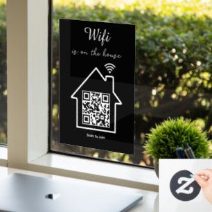 Moderne minimalistische WiFi QR-code venster Cling Raamsticker