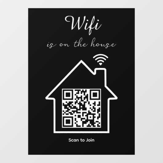 Moderne minimalistische WiFi QR-code venster Cling Raamsticker (Vel)