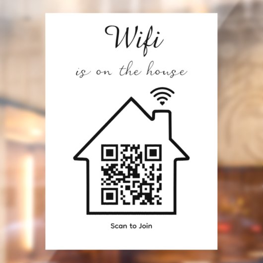 Moderne minimalistische WiFi QR-code venster Cling Raamsticker (Vel 2)