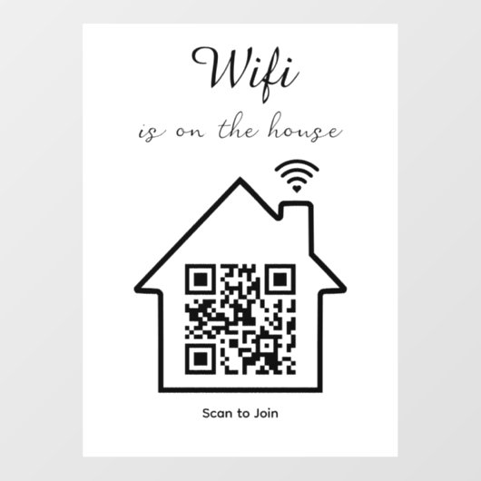 Moderne minimalistische WiFi QR-code venster Cling Raamsticker (Vel)
